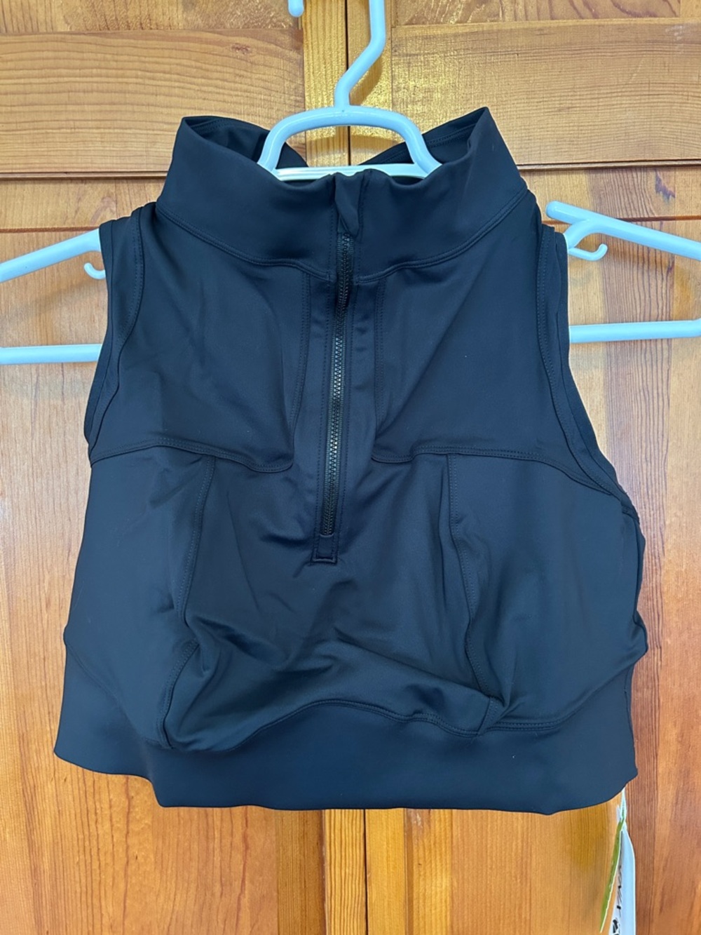 Phoenix Black Zip‑Front High‑Neck Sports Crop Bra 2X C‑DD NWT